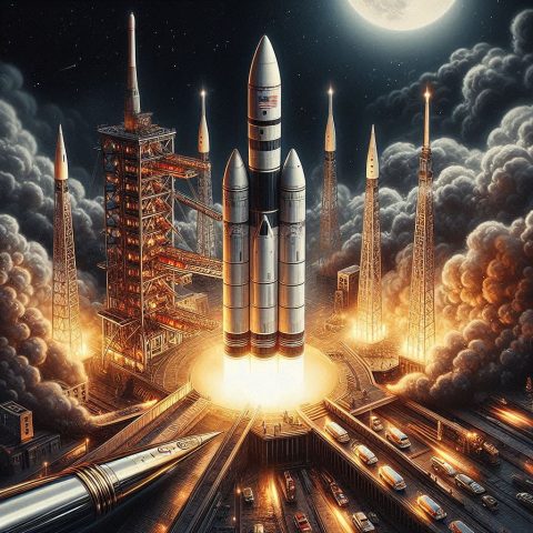 Die Apollo 12 Rakete Die Kurz Vor Dem Start Steht Die Startrampe Besteht Aus Einem Luxusstift Rau