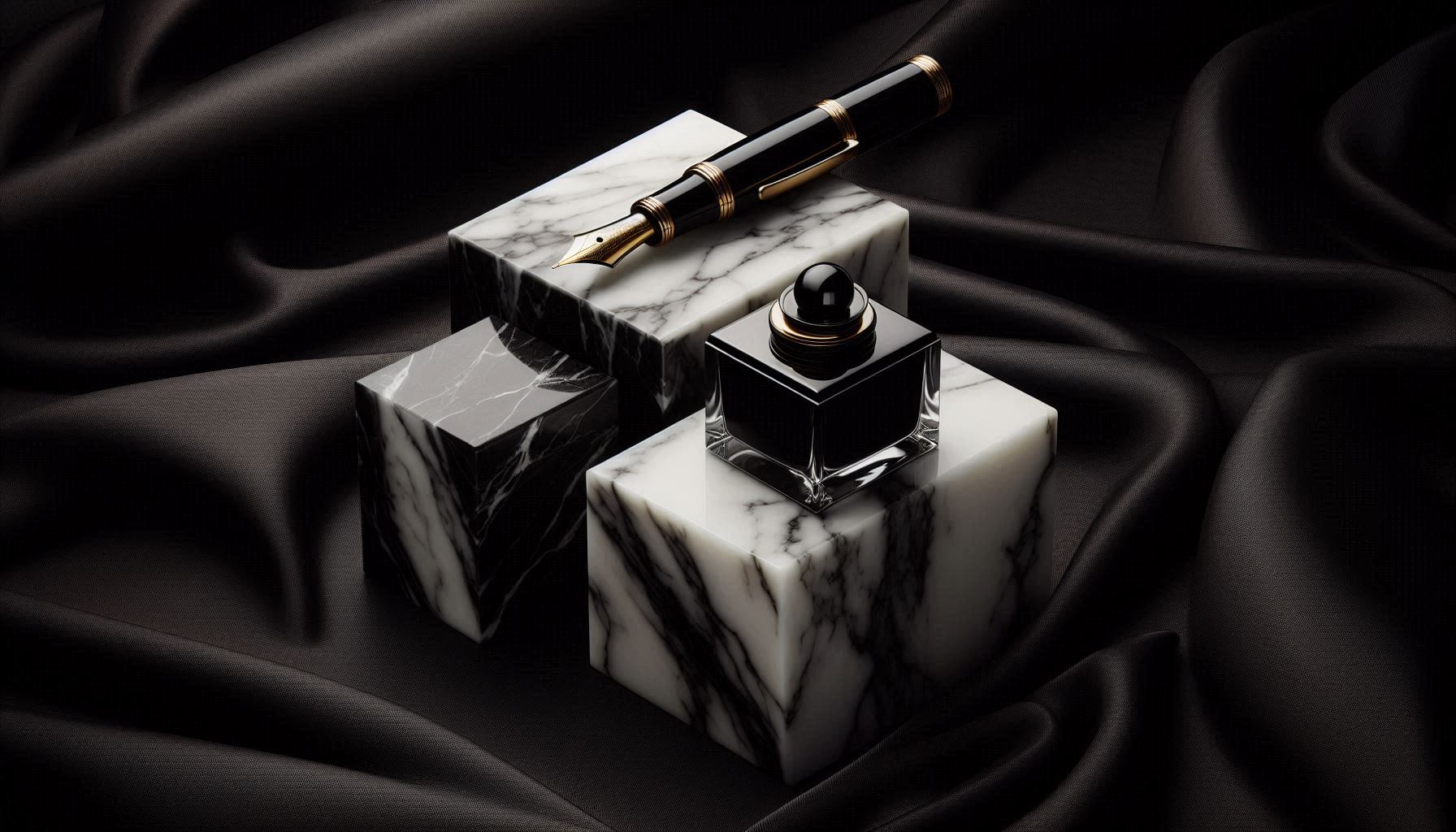 Black and White, Tintenfueller auf Mamor