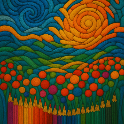 Buntstifte, ein Gemälde, abstrakte Kunst Buntstifte, ein Gemälde, abstrakte Kunst