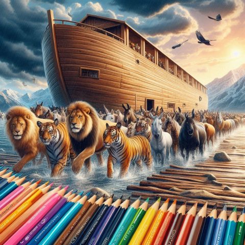 Die Arche Noah Mit Dem Einzug Der Tiere tierischer-Schreibwaren-Einzug_