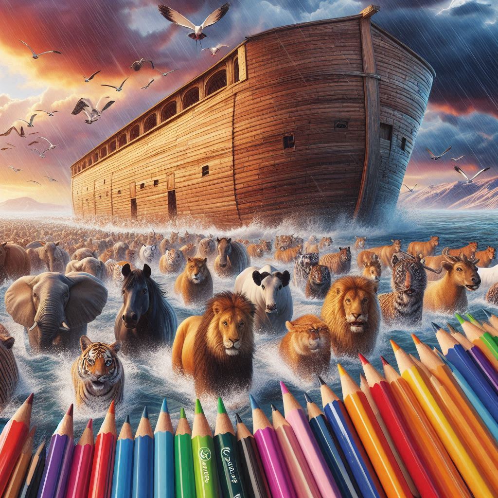 Die Arche Noah mit dem Einzug der Tiere 