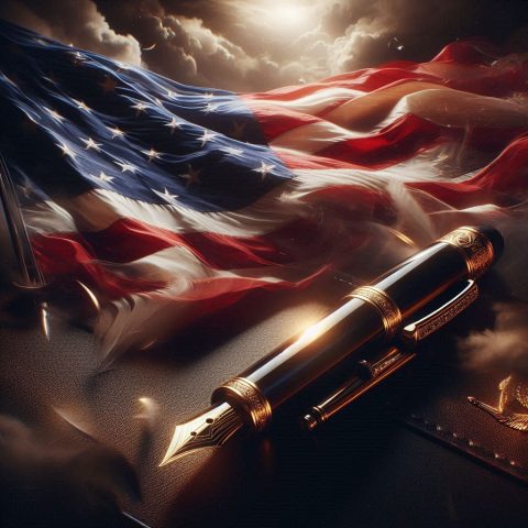 Eine Amerikanische Im Wind Wehende Flagge Eine Amerikanische Im Wind wehende Flagge